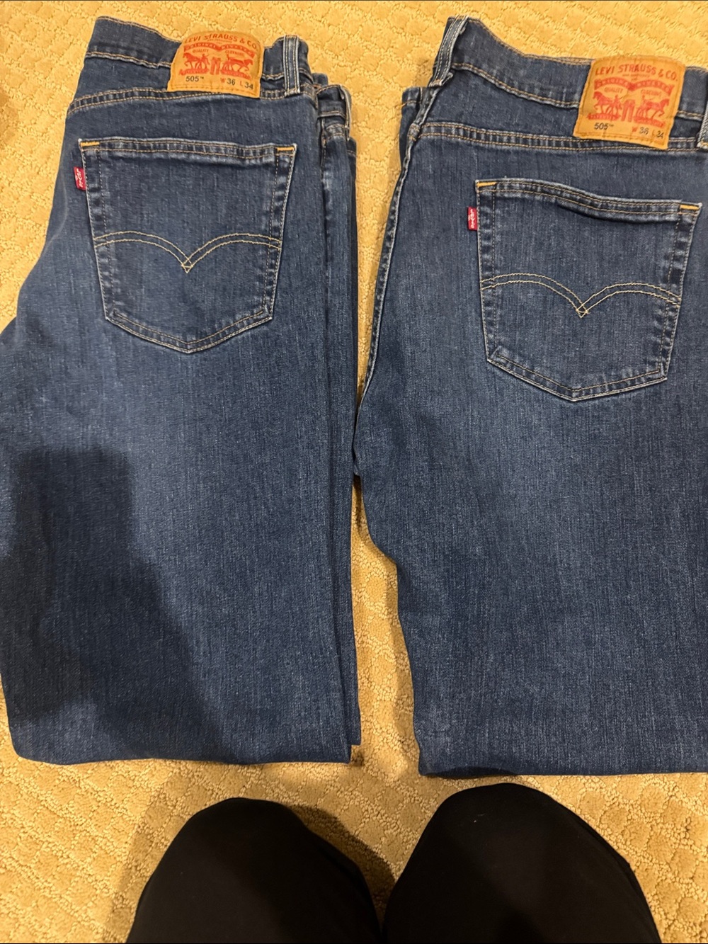 Levi's 505 Men's Straight Jeans in Deep Blue Denim x2 pair, both 36 x 32